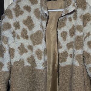 SHEIN Tan and Cream Teddy Jacket